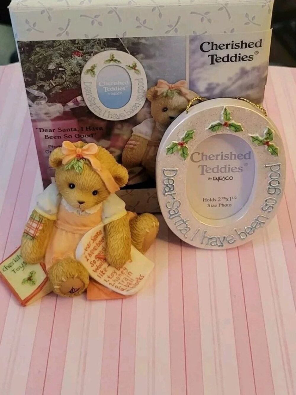 Cherished Teddies Santa I Have Been So Good Christmas Frame Ornament & Figure